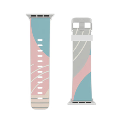 Close-up view of the intricate interlace design on the Pastel Elegance watch strap by Dazzling Dreams Studio, showcasing its modern craftsmanship.