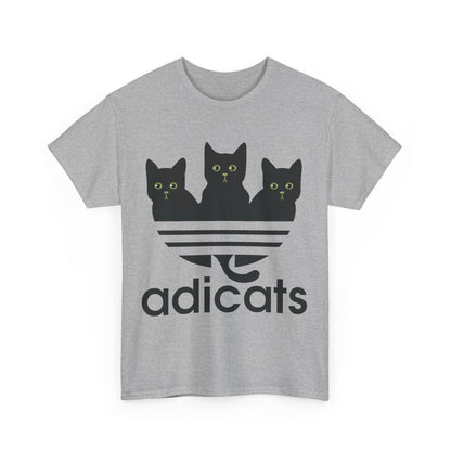 Funny men’s t-shirt featuring playful kittens and bold striped design, perfect for cat lovers wanting to push fashion boundaries!