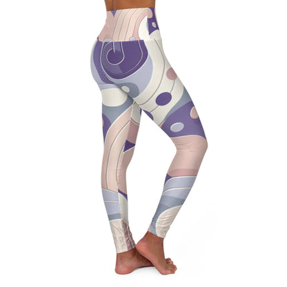 Chic and luxurious Pastel Purple High-Waisted Leggings featuring a modern bubble design by Dazzling Dreams Studio, ideal for versatile fashion and active lifestyles.