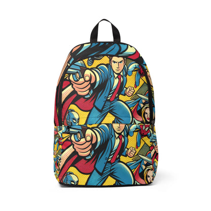 Dynamic Vibrant Pop Art Backpack by Dazzling Dreams Studio featuring a unique cartoon-inspired design, ample pockets for organisation, and padded straps for comfort, ideal for stylish individuals on the go.