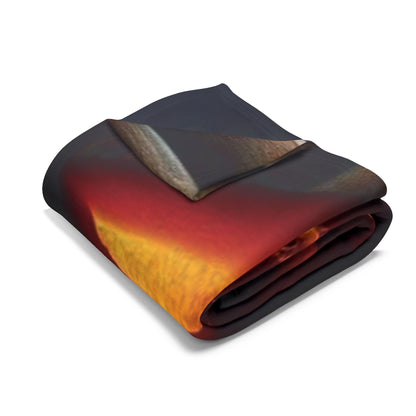 Side view of the Decorative and Warm Halloween Spooky Arctic Fleece Blanket elegantly rolled, emphasising its plush texture and eye-catching Halloween artwork.
