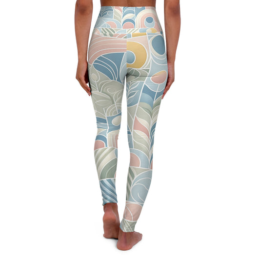 Dazzling Dreams Studio Modern Design Pastel Leggings with a stunning pastel colour palette, displayed on a model. Perfect for both casual and active wear, offering luxurious comfort and contemporary flair.