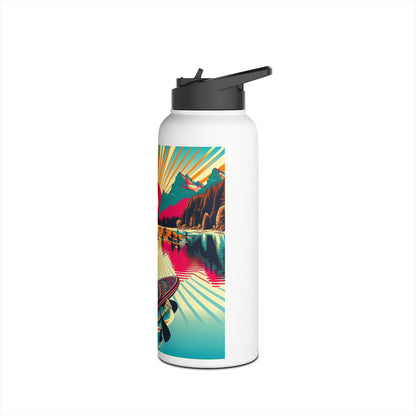 Sophisticated Fantasy Paddleboarding Stainless Steel Water Bottle highlighting an artistic paddleboard design, ideal for luxury hydration on outdoor adventures.