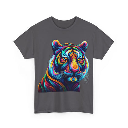 Tiger's Whimsy Graphic Unisex T-Shirt featuring an artistic kaleidoscope tiger design, showcasing vibrant colours and intricate details, ideal for fashion-forward geeks.