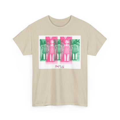 Chic Squid Game Unisex Men’s Women’s Graphic Cotton Funny T Shirt Tee showcasing an artistic representation from the popular series, ideal for those who appreciate unique fashion.