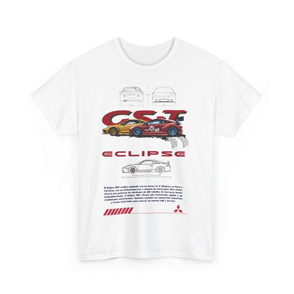 Mitsubishi Eclipse GST men's t-shirt featuring a bold graphic design showcasing the iconic car model, complete with dynamic illustrations and vibrant colours, perfect for automotive enthusiasts.