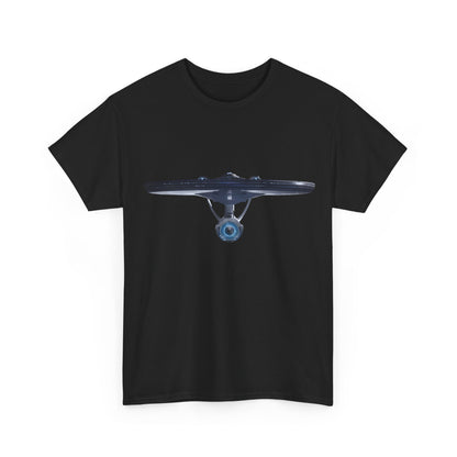 USS Enterprise Star Trek Graphic Unisex T Shirt Tee featuring a striking front design of the iconic starship, perfect for fans of luxury science fiction apparel.