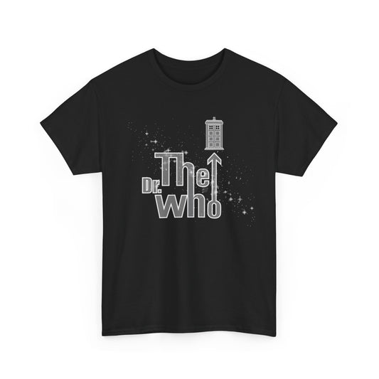 Chic unisex shirt showcasing a unique Dr Who graphic with light grey tones, ideal for music and sci-fi enthusiasts looking to elevate their wardrobe.