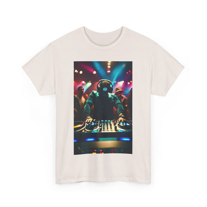 Front view of the Street Monster Graphic T-Shirt in a refined beige, displaying a vibrant DJ graphic, a perfect statement piece for chic urban fashion.