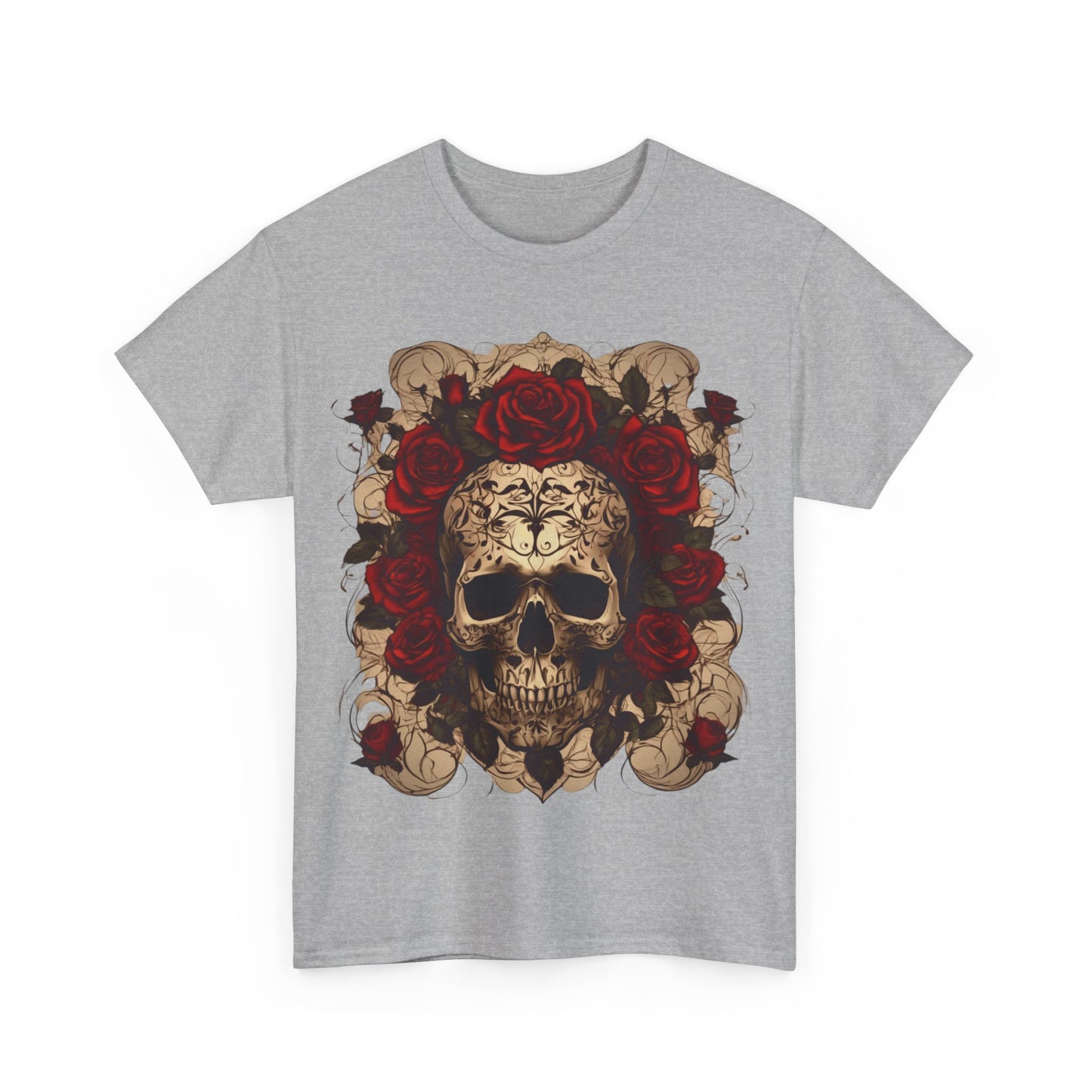 Skulls and Roses Cotton Tee, Unisex Graphic Shirt,