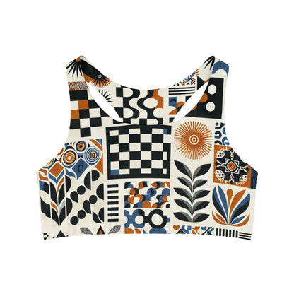 Evelyn Chicane Vibrant Checkerboard Sports Bra by Dazzling Dreams Studio showcases a luxurious blend of vibrant colours and stylish design, perfect for modern athletes.