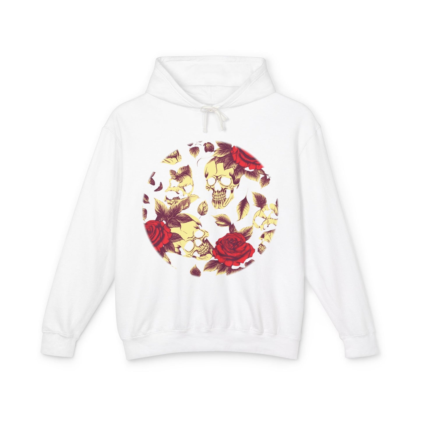 Unisex Lightweight Hooded Sweatshirt unique designer skull and roses