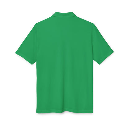 Back view of Adidas Unisex Performance Polo Shirt in luxurious green - Eco-Friendly 100% Recycled Polyester, showcasing its seamless design.