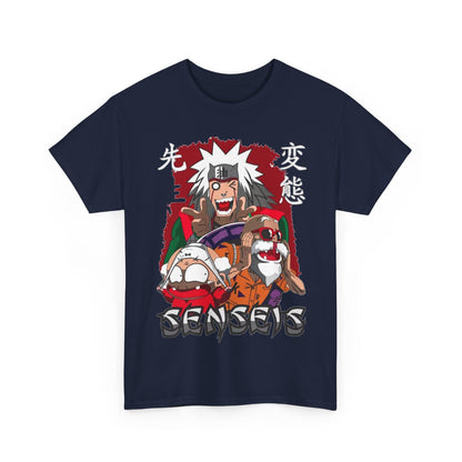 Luxurious navy blue Trendy Anime Vibes T-shirt featuring bold graphic design showcasing vibrant characters with striking expressions, perfect for anime enthusiasts.
