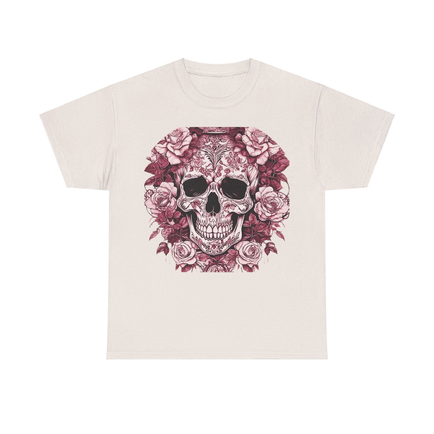 Skulls and Roses Cotton Tee, Unisex Graphic Shirt, 7 color choice