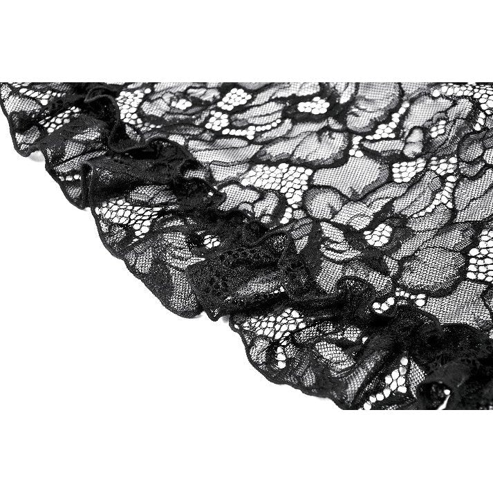 Full view of the Dark in Love Zuri Vintage Lace Cape, styled with corsets and dark attire, representing gothic elegance and high fashion.