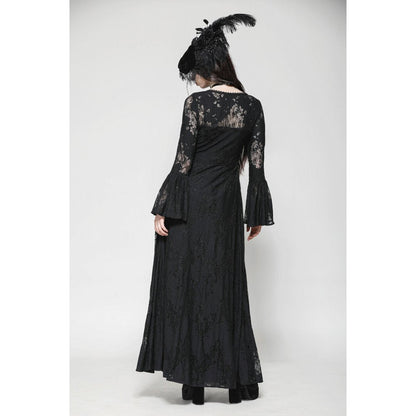 Elegant silhouette of the Emersyn Long Robe with a flowing design and front-tie detail, embodying a gothic victorian style perfect for sophisticated evenings.