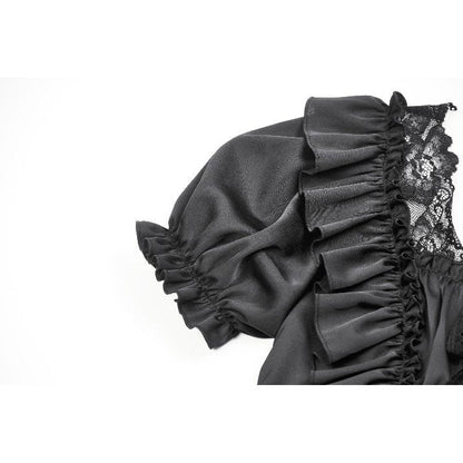 Back view of the Dark in Love Black Seraphina Corset Top highlighting the tailored shape and back zipper closure for elegance and ease.