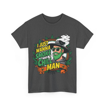Front view of the upscale 420 Cannabis Marijuana Graphic T-Shirt Urban Unisex Cotton, featuring playful graphics and a bold chill message.