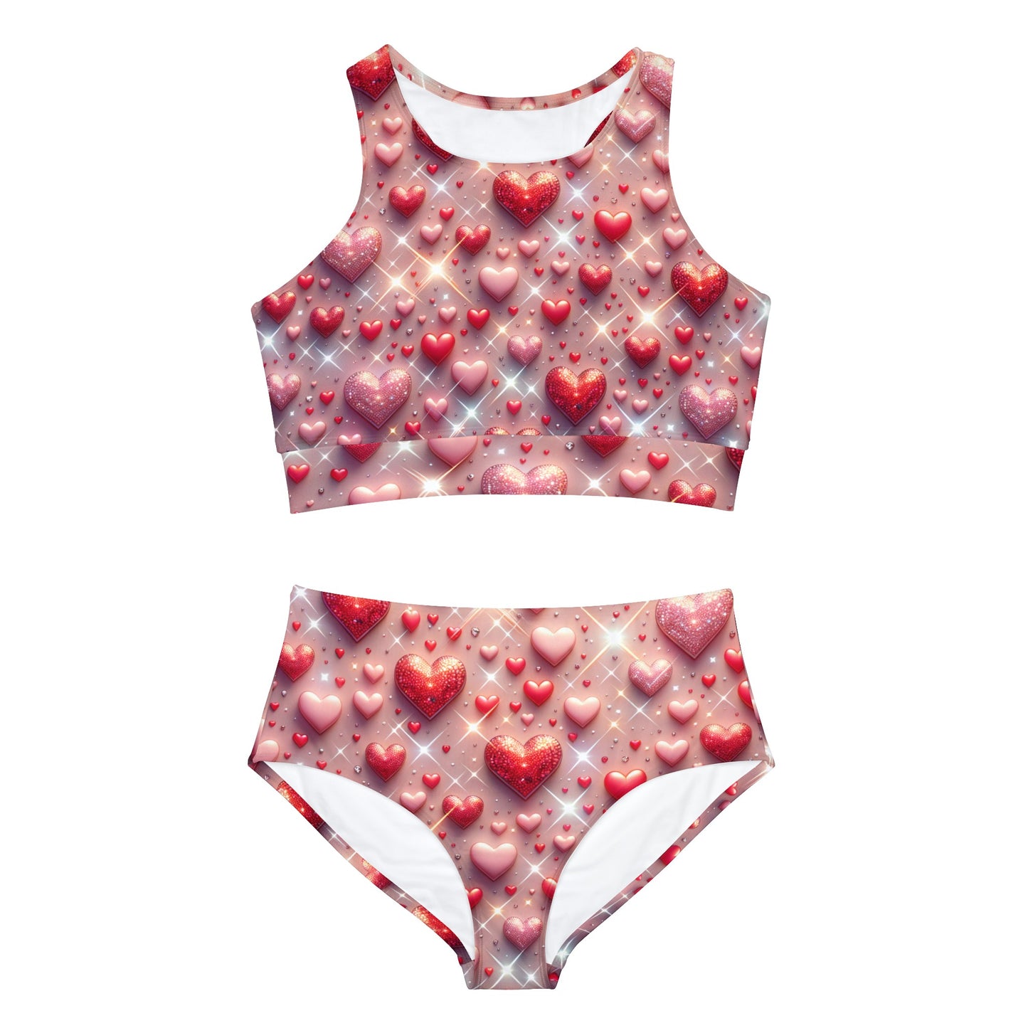 Glittering hearts  Sporty Bikini Set