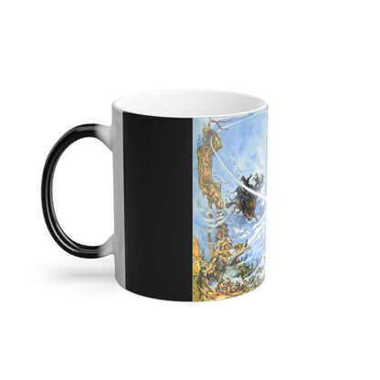 Side view of the Discworld Light Fantastic Colour Morphing Mug, illustrating the enchanting artwork inspired by Terry Pratchett's fantasy world.