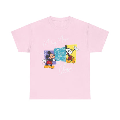 Chic pink unisex Mickey Mouse Graphic Tee with a vibrant retro Disney design, designed for stylish comfort on any occasion.