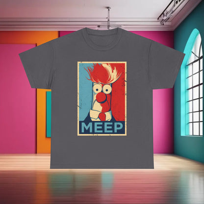 Luxury Muppets Beaker Meep Graphic T-Shirt in charcoal grey, showcasing a colourful Beaker graphic, perfect for urban streetwear.