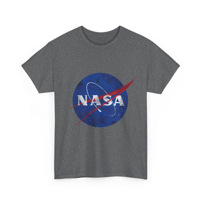 Front view of Urban NASA Logo Graphic T-Shirt in 100% Cotton - Unisex Casual Wear for Street Style Enthusiasts, featuring a striking NASA logo graphic in blue.