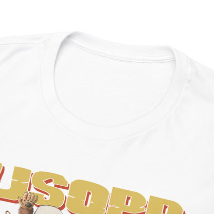 Close-up of the neckline of the One Piece USOPP t-shirt, showcasing premium craftsmanship and luxurious comfort in anime apparel.