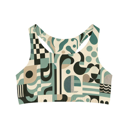 Luxury Vivienne Starlight Chic Sports Bra by Dazzling Dreams Studio showcases a stylish pastel green design. Perfect for enhancing your workout wardrobe with elegance and comfort.