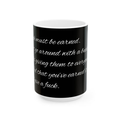 Inappropriate slogan ceramic mug, perfect for gifts, featuring adult humour and a glossy finish.