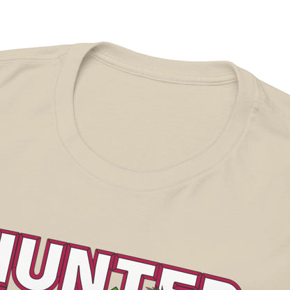 Close-up of the luxurious neckline of a Hunter x Hunter T-shirt, showcasing its premium fabric and high-end construction, ideal for discerning anime fans.