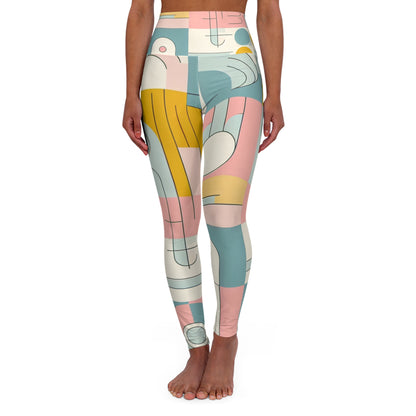 Luxurious Abstract Pastel Leggings by Dazzling Dreams Studio featuring a stunning blend of soft pastel shades and unique geometric patterns for a modern aesthetic.