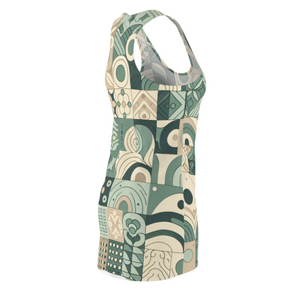 Close-up view of the luxurious fabric of the Aurelia Starling Racerback Dress from Dazzling Dreams Studio, illustrating its soft texture and breathable quality.