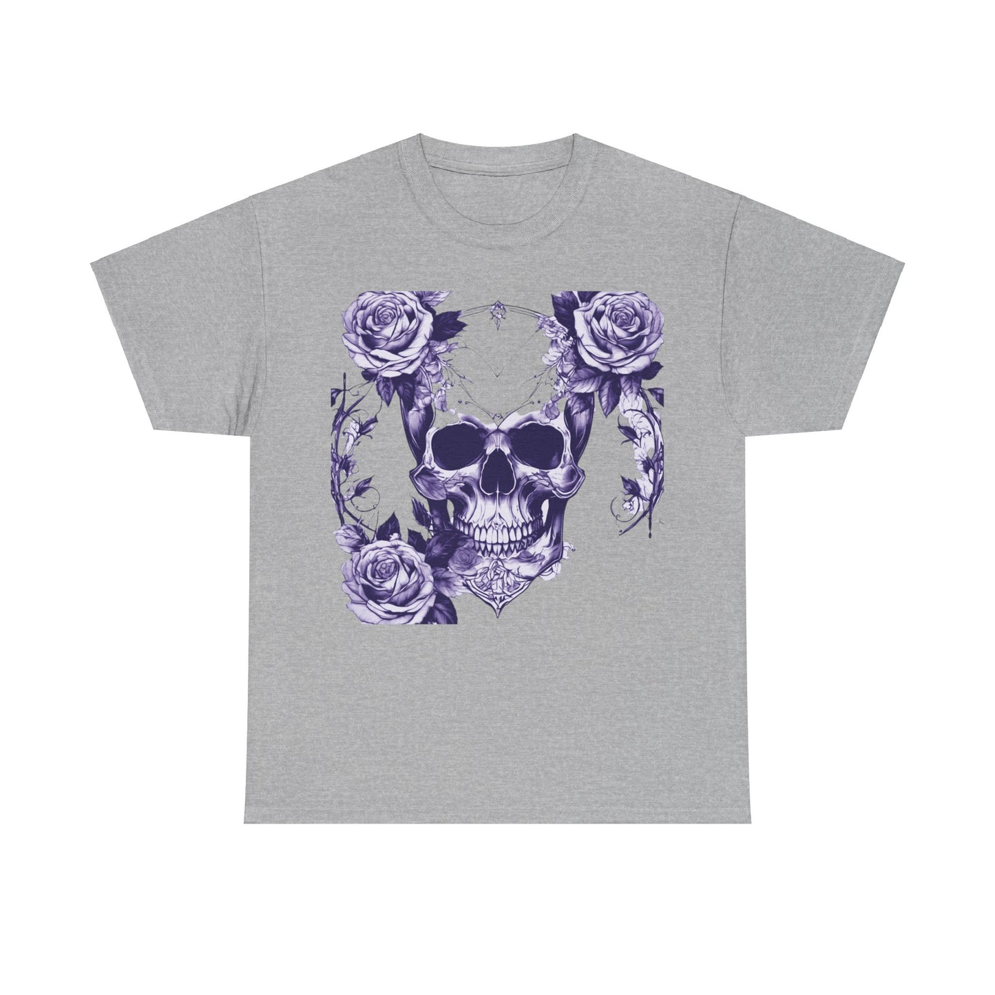 Skulls and Roses Cotton Tee, Unisex Graphic Shirt, 7 color choice