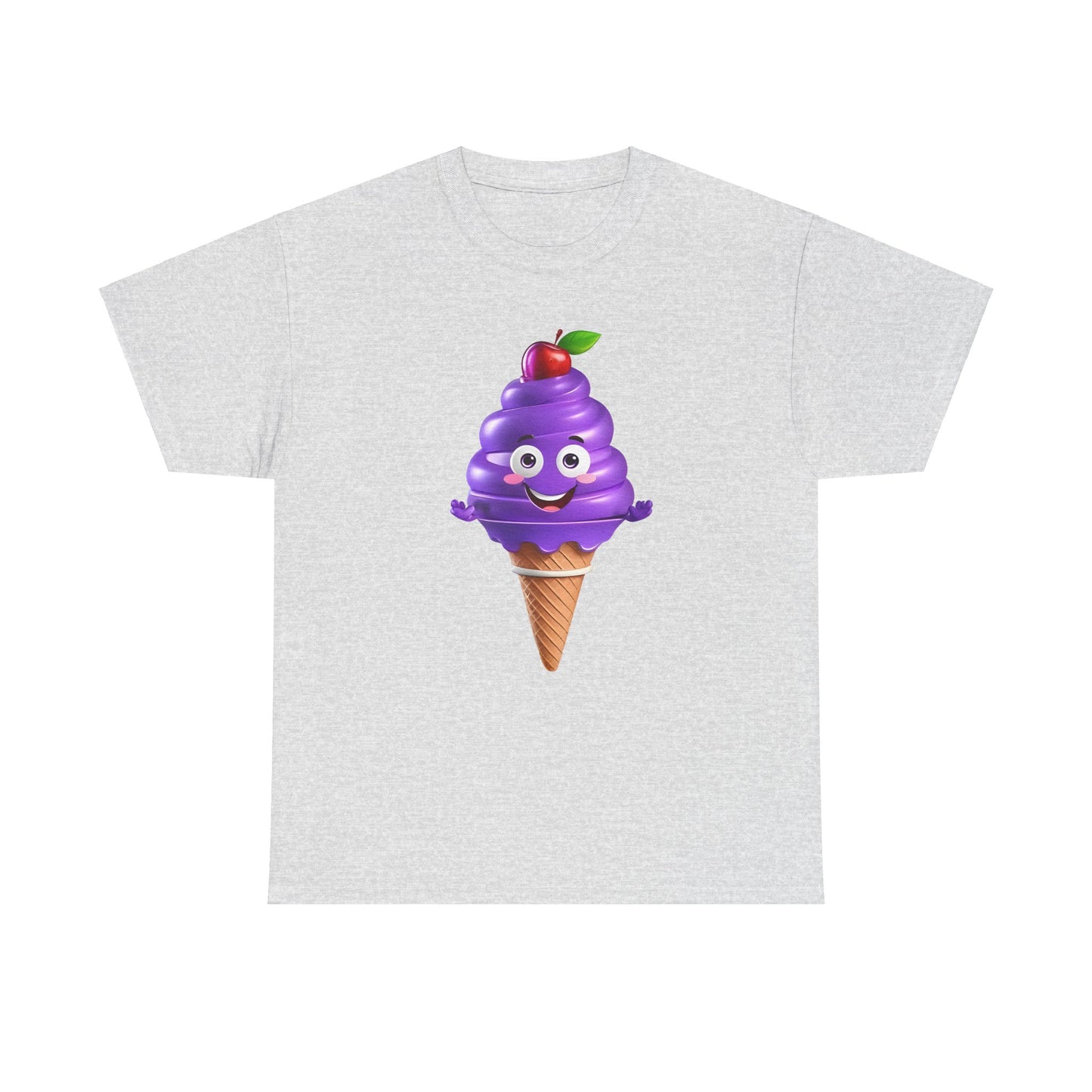 Scoop of Joy: Cartoon Ice Cream Cone Character Tee Unisex Cotton Graphic T Shirt