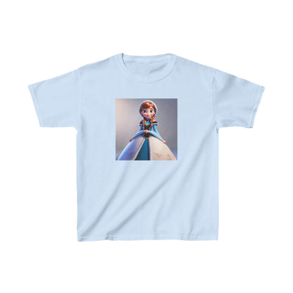 Kids Frozen Anna Heavy Cotton T-Shirt in light blue highlighting the beloved character Anna, crafted for comfort and style for all little princesses.
