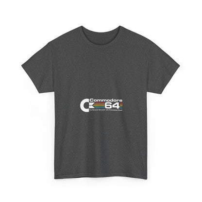 Front view of the charcoal grey version of the Commodore 64 Retro Christmas Graphic T-Shirt - Urban Unisex Cotton, featuring a vintage-inspired graphic that elevates everyday fashion.