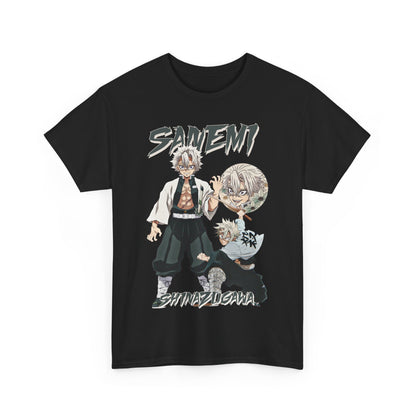 Transform your style with the Sanemi Shinazugawa T-shirt in classic black, featuring an artistically rendered graphic that celebrates the essence of anime culture.