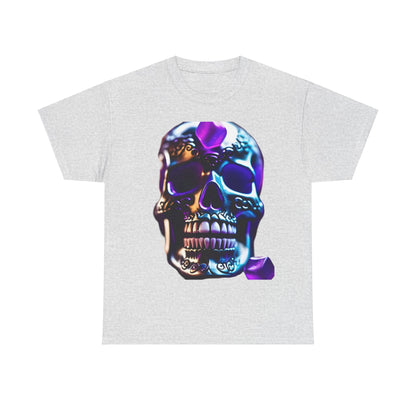 Demon Skull Graphic T-Shirt in grey, featuring an eye-catching demon skull design, perfect for making a fashionable statement in urban streetwear.
