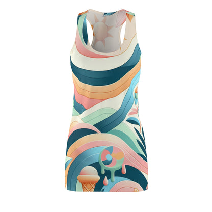 Vibrant Pastel Racerback Summer Dress by Dazzling Dreams Studio featuring beautiful beach and floral patterns, perfect for luxury summer outings.