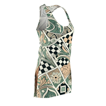 Vivienne Belmont Pastel Green Racerback Dress showcasing a stunning modern organic pattern design, featuring a side view with elegant detailing, ideal for upscale summer outings.