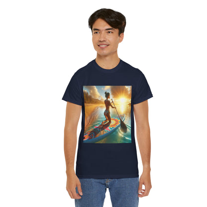 Dazzling Dreams Studio's exquisite paddleboarding T-Shirt, featuring stylish design and superior comfort for outdoor adventures while embodying a passion for water sports.