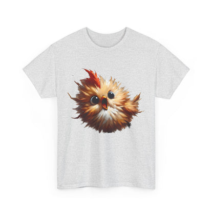 Explosive Joy Tee - Cartoon Bird Edition - eye-catching front view of a premium grey unisex cotton tee featuring a whimsical cartoon bird design, combining comfort and charm.