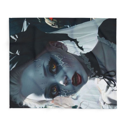 Close-up of the Decorative and Warm Halloween Cute Arctic Fleece Blanket, highlighting the intricate spooky design perfect for Halloween festivities.