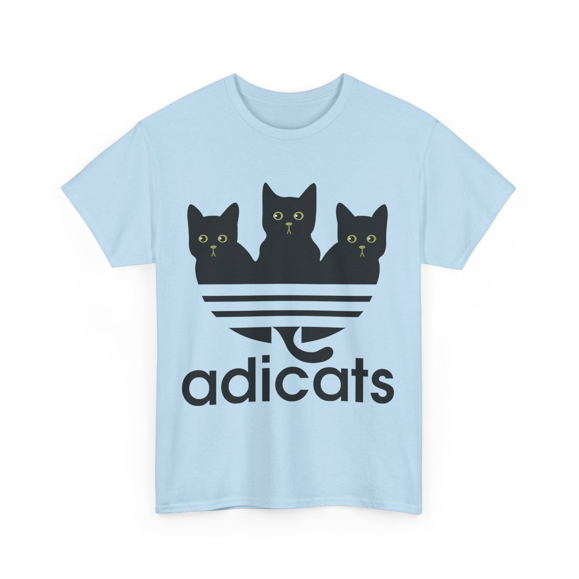 Back view of the trendy funny men’s t-shirt showcasing adorable kittens and playful stripes, ideal for turning heads!