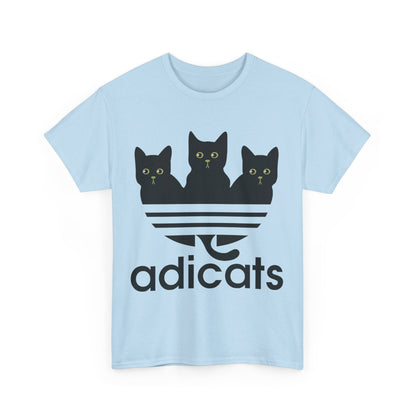 Back view of the trendy funny men’s t-shirt showcasing adorable kittens and playful stripes, ideal for turning heads!