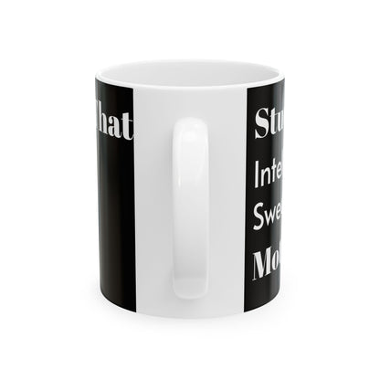 Elegant ceramic mug featuring a funny slogan, designed for cheeky coffee enthusiasts - 11oz adult humour.