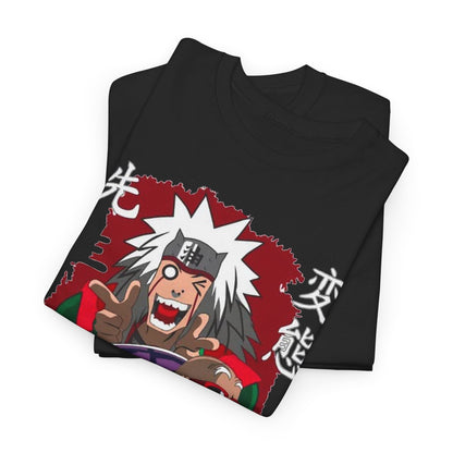 Folded Sensei Graphic Tee displaying intricate anime designs and premium fabric, designed for anime fans.