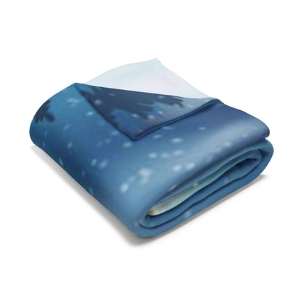 Elegant fold of the Decorative and Warm Christmas Arctic Fleece Blanket showcasing its soft texture and beautiful winter-themed colours.